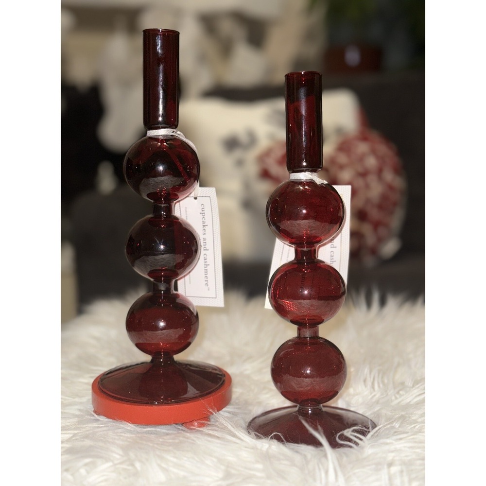 Cupcakes and Cashmere Set of 2 Red Valentine Candleholders
